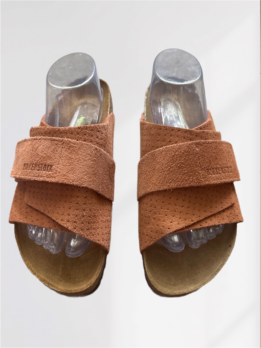 Birkenstock Suede Cross-Strap Sandals in Rust Brown